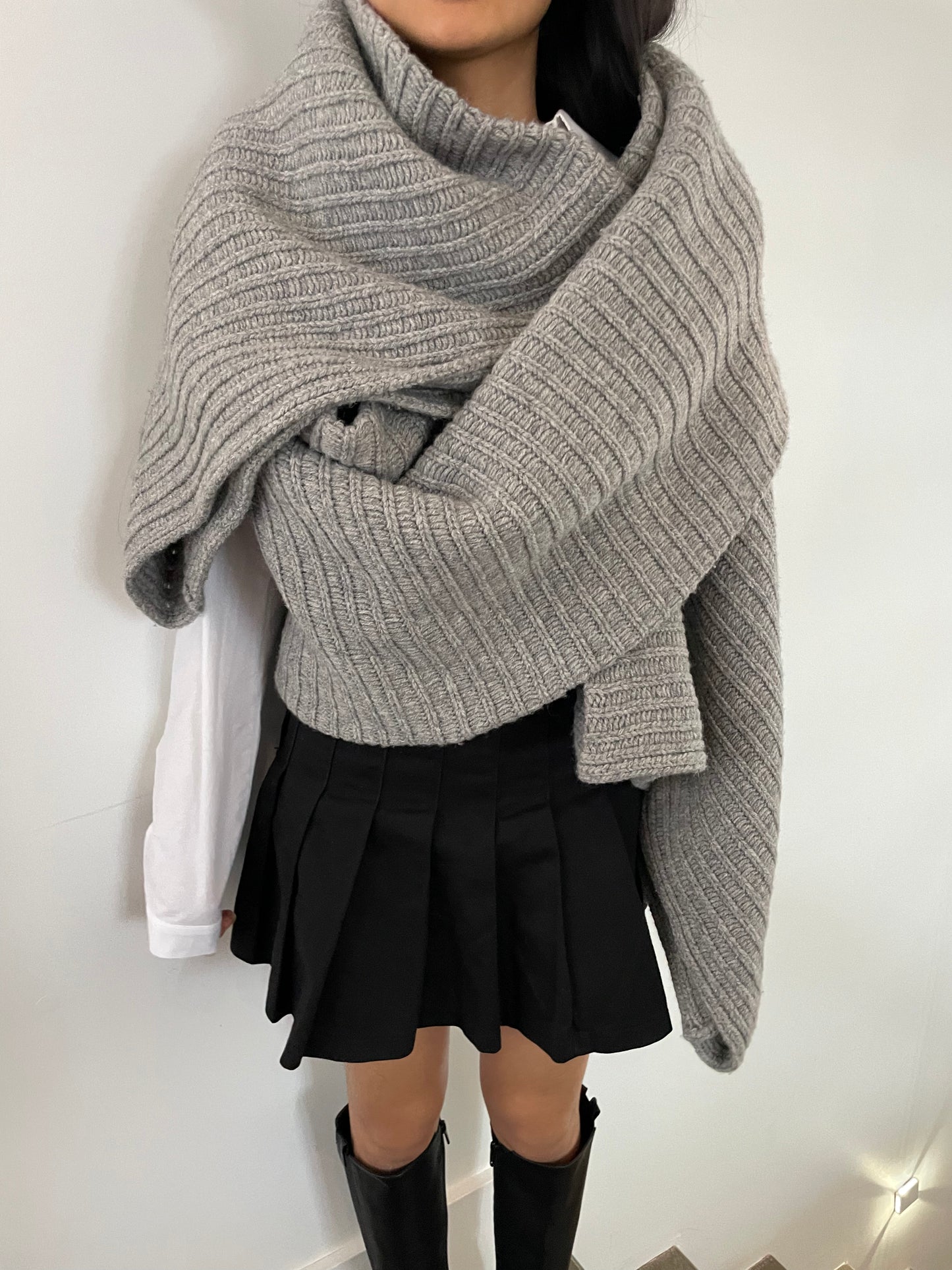 Acne Studio Grey Knit Scarf