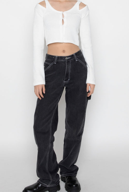 White Shoulder Cut Out Top