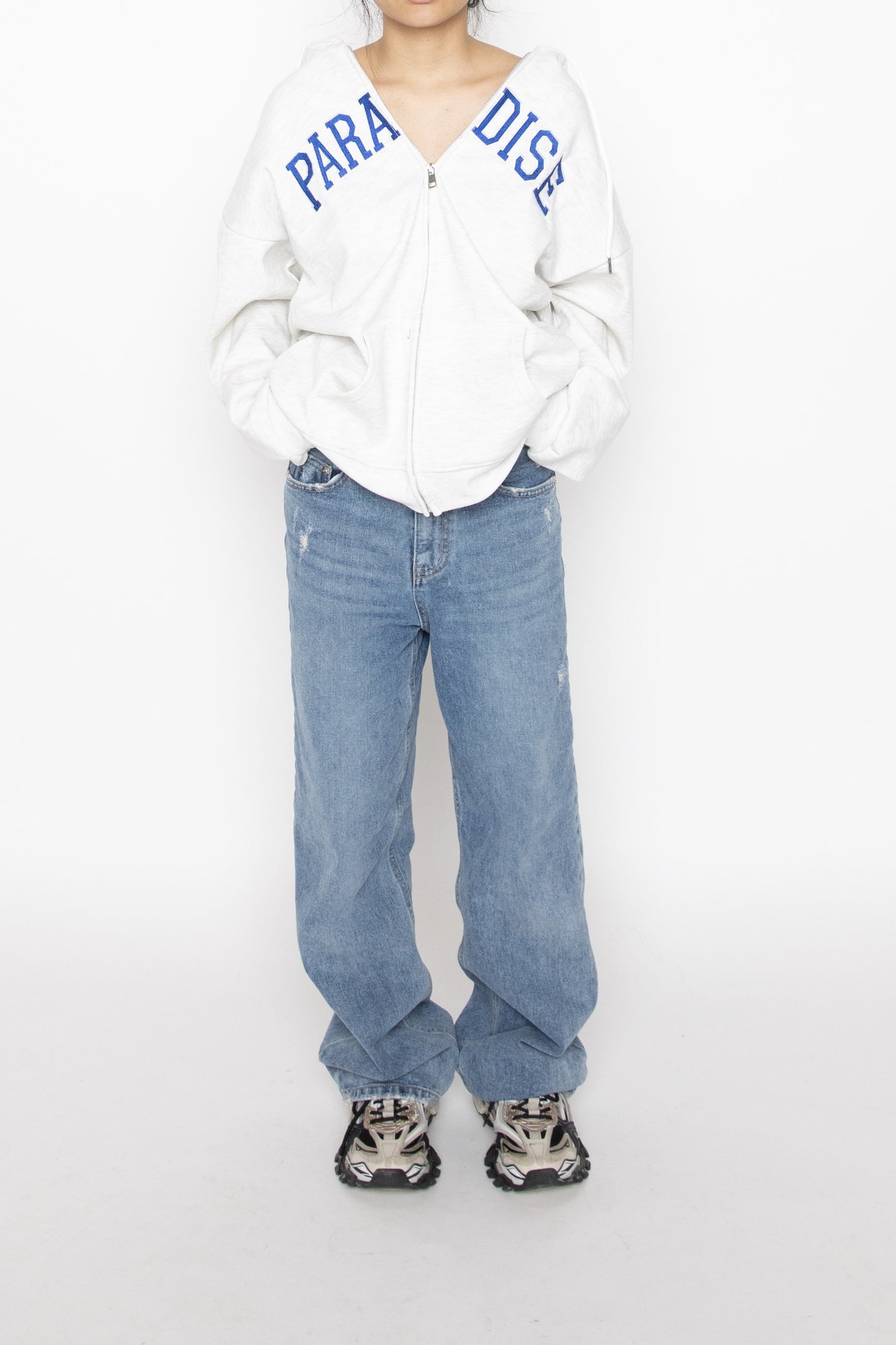 Light Grey Paradise Zip-up Hoodie
