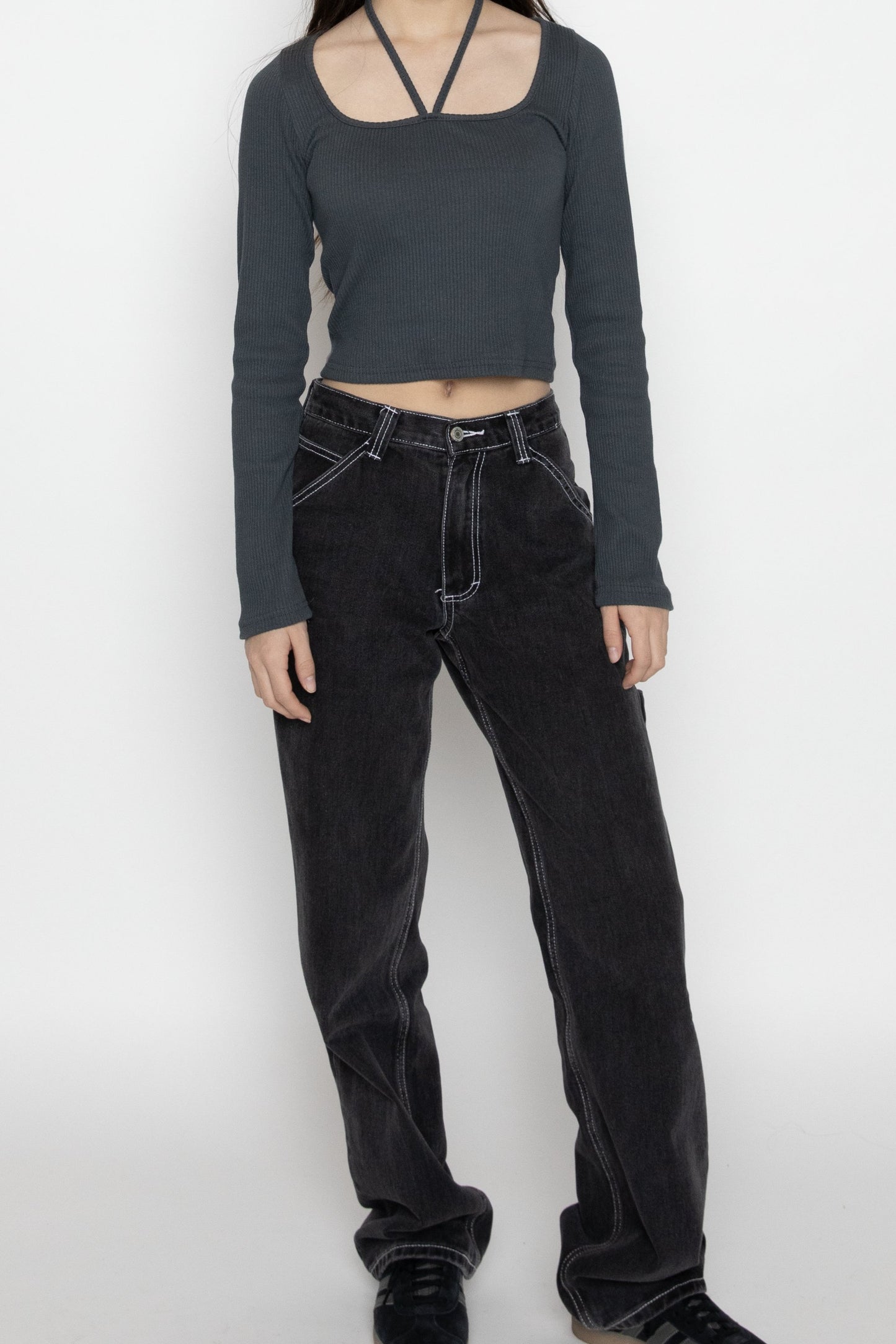 Charcoal Tie Long Sleeve