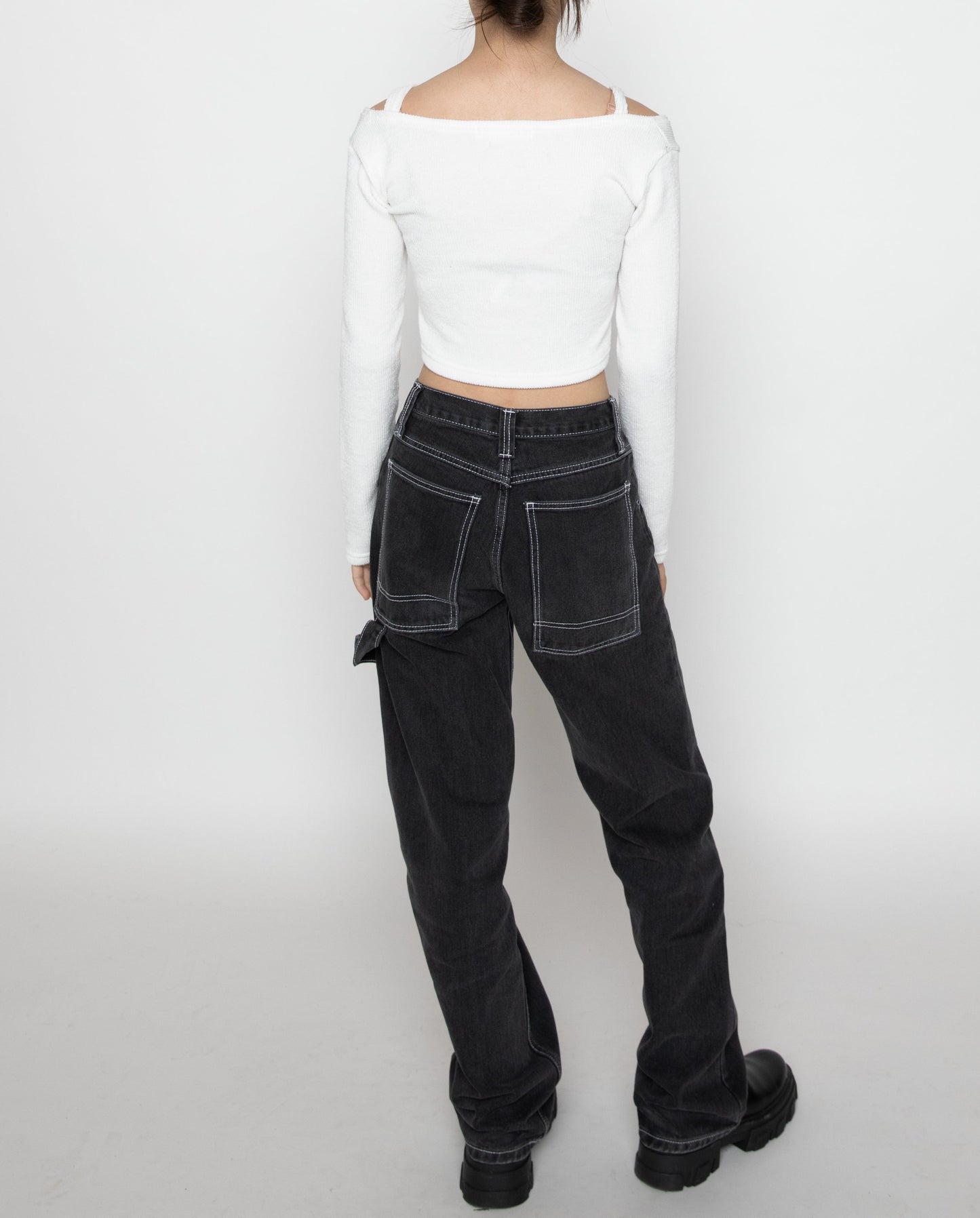 White Shoulder Cut Out Top