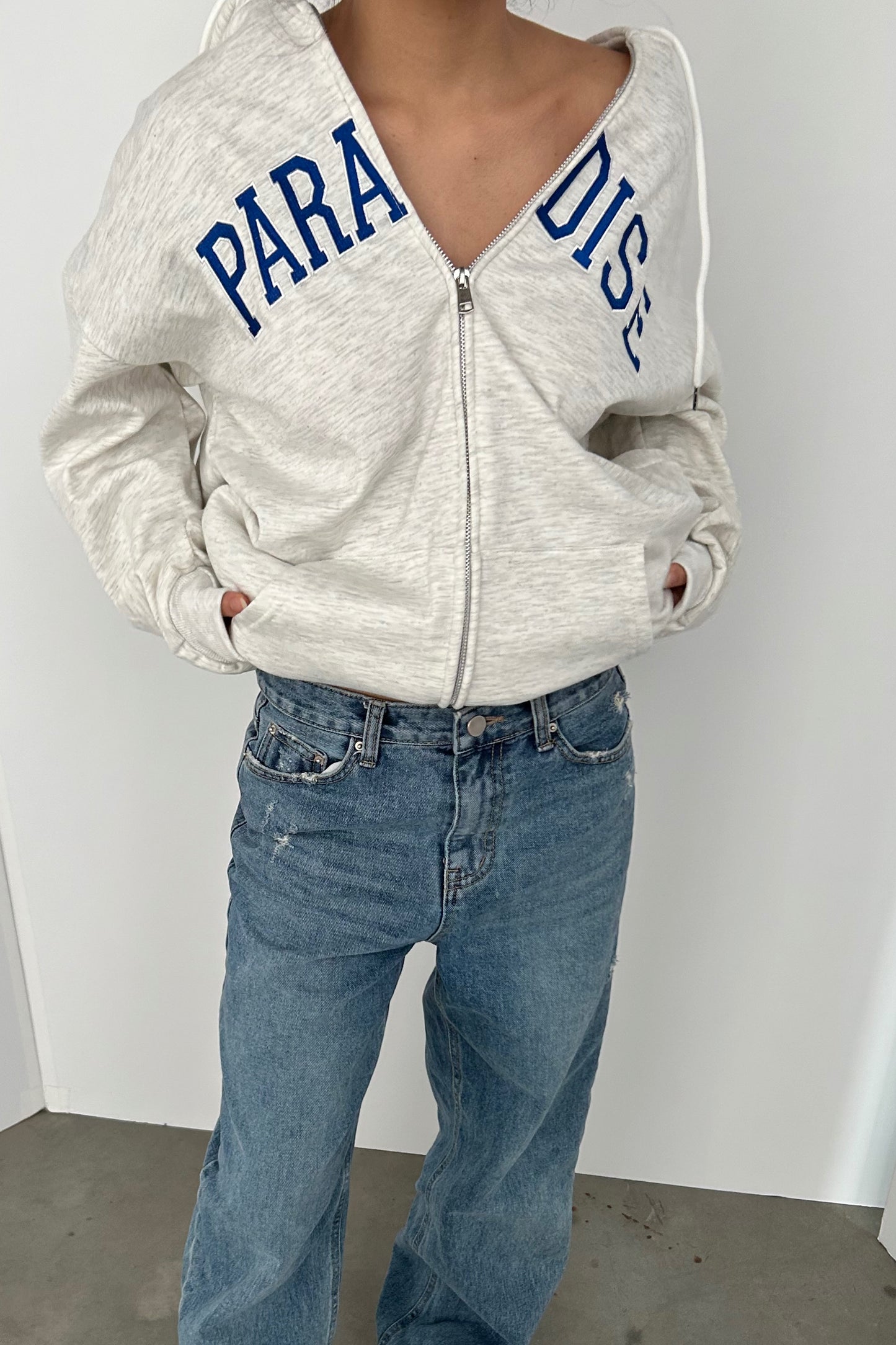 Light Grey Paradise Zip-up Hoodie