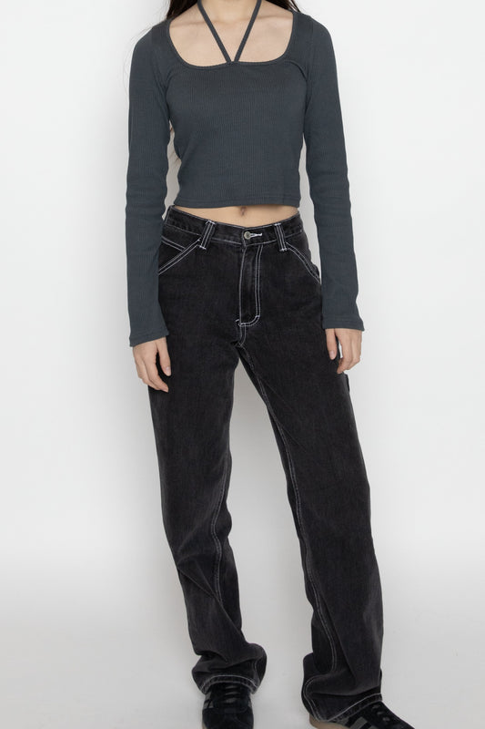 Charcoal Tie Long Sleeve